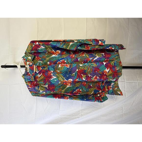 Shapely Large 90s Vibrant Floral Print Long Sleeve Blouse Hawaiian Bright Funky - Picture 2 of 8